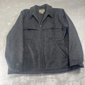 LL Bean Men's Sz Medium Main Guide Zip Wool Blend Jacket Multi Pockets Gray Red - Picture 1 of 10