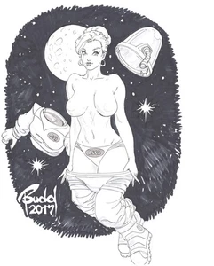 Budd Root Cavewoman ---   Space Girl ---   Pinup 14 x 17  Mature - Picture 1 of 1