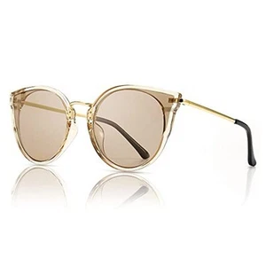 Oversized Vintage Polarized Cat Eye Transparent Brown Frame/Light-brown Lens - Picture 1 of 7