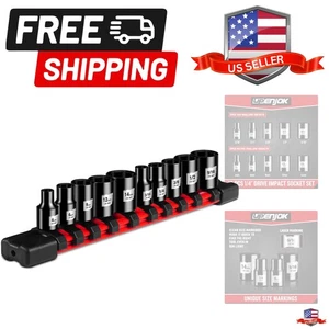 10-Piece 1/4 Inch Drive Shallow Impact Socket Set, SAE 3/16" to 9/16" & Metri... - Imagen 1 de 8
