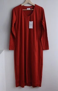 *New* FOIL Size XS (8-10) Burnt Orange Merino Wool Tunic Midi DRESS Pockets - Picture 1 of 11