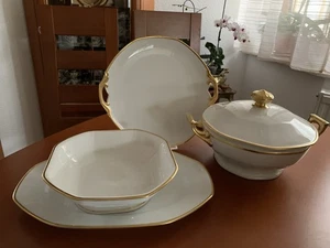Zeh Scherzer Bavaria Speisegeschirr mit Goldrand 4 tlg Terrine Schale Platten - Bild 1 von 16