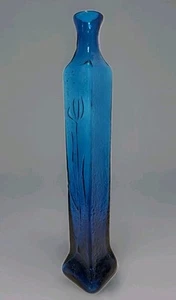 Bottiglia blu vintage 6515 Wayne Husted design design fiori alti strutturata non marcata - Foto 1 di 17