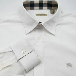 Burberry Brit Hemd Herren XL weiß Knopfleiste kariert Flip Cuff Stretch Nova Check - Bild 1 von 8