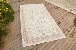 Turkish Rug 53'x98'' Oushak Rug Tribal 4x8 Rug Vintage Muted Color 136x250cm - Picture 1 of 12