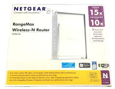 Netgear WNR834B RangeMax Next Wireless-N 4-Port Router High-Speed Free Shipping - Image 1 of 4