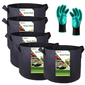 5-Pack 10 Gallon Thickened Plant Grow Bags (16x12 inch) Garden Bag Fabric Pla... - Picture 1 of 9