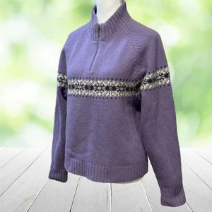 Suéter vintage WOOLRICH para mujer pequeño púrpura Fair Isle suéter tejido lana de cordero - Imagen 1 de 13