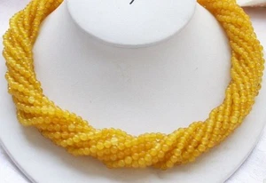 9 Strands 4mm Natural Brazilian Yellow Topaz Round Gems Beads Necklace 20 Inches - Picture 1 of 3