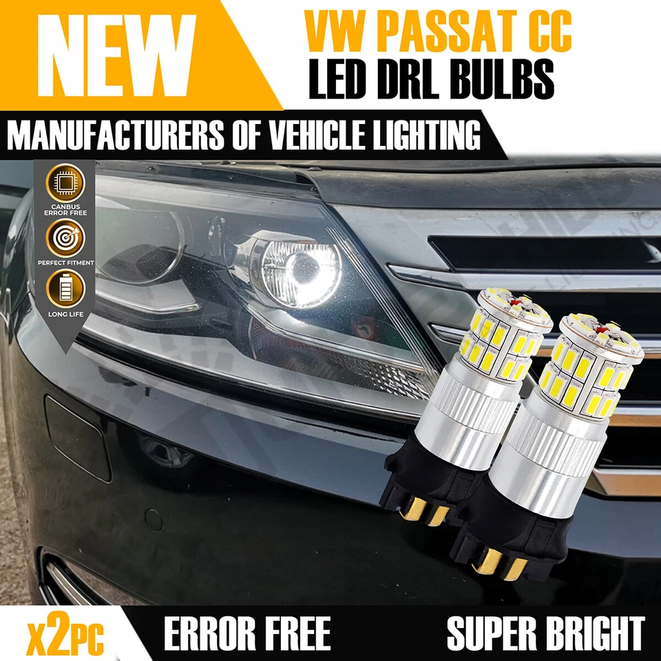 2x Passat B7 PW24W 36 SMD LED DRL Daytime Light White NEW CC XENON - Image 1 of 4