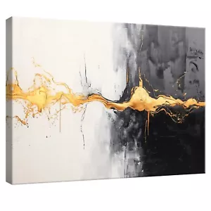 Leinwand Bilder Abstrakt Gold Schwarz Wandbilder Groß Leinwandbild XXL Bilder - Bild 1 von 7