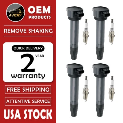4 Ignition Coils + 4 Spark Plugs For Dodge Caliber Avenger Jeep Compass UF557 Foto 1 de 4