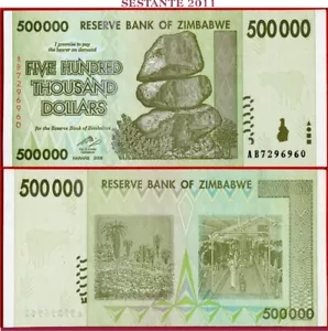 Simbabwe 500000 500.000 Dollar 2008 Präfix AB P 76a UNC kostenloser Versand ab 100$ - Bild 1 von 2