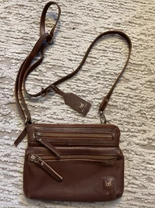 Wise Owl Brown Leather Purse Crossbody Shoulderbag 8.5” X 6” - Picture 1 of 6
