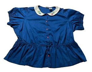 Disney Parks The Dress Shop Blue Snow White Button Up Shirt Womens Plus Size 3X