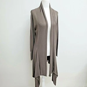 Marks & Spencer Khaki Olive Green Waterfall Long Cardigan Jacket UK 14 US 10 - Picture 1 of 12