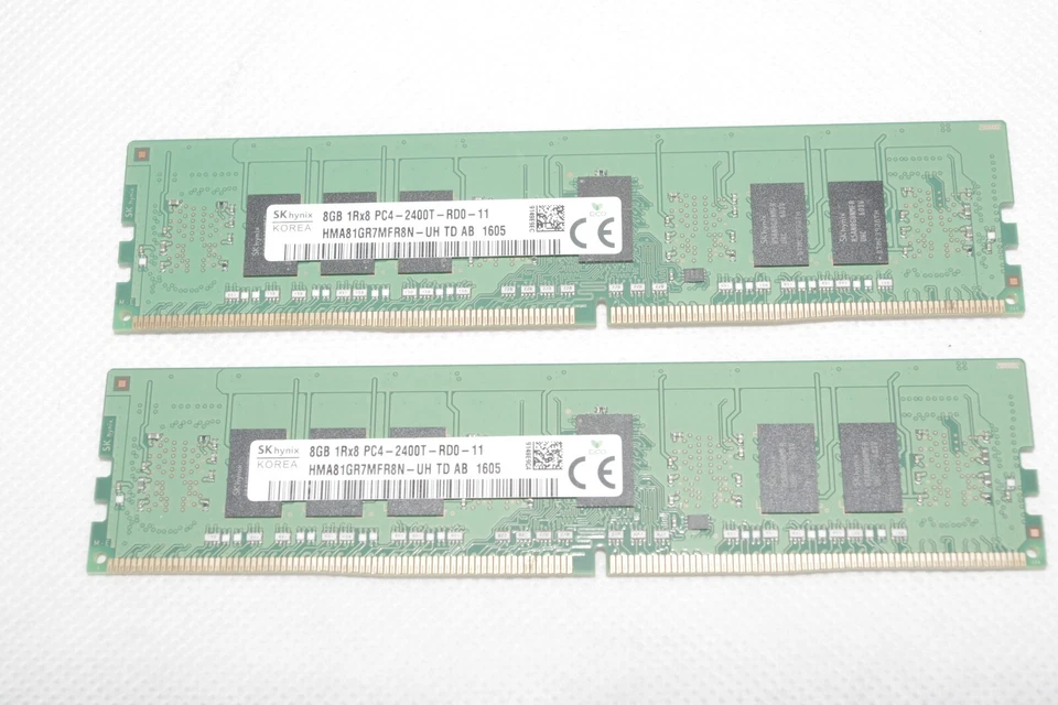 2x 8GB || SK Hynix 1Rx8 PC4-2400T HMA81GR7MFR8N-UH TD AB || SERVER RAM - Image 1 of 1