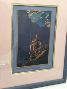 1928 Maxfield Parrish "Contentment" Edison Mazda Calendar -Small Framed & Matted - Picture 1 of 5