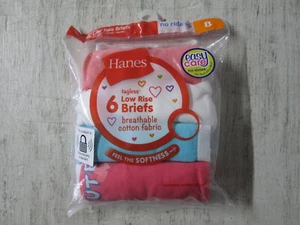 Girls SIZE 8, Hanes Tagless Low Rise Briefs, 6 Pack, New In Package - Picture 1 of 3