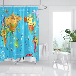 3D Tier Karte Kind 9 Duschvorhang Wasserdicht Faser Bad Daheim Windows Toilette - Picture 1 of 3