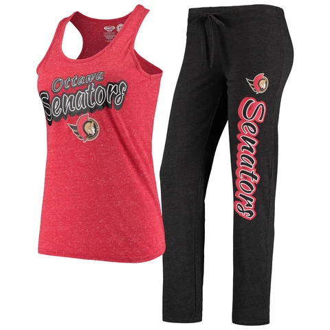Women's Concepts Sport Black/Red Ottawa Senators Satellite Pants and Tank Top Cover