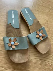 Roberto Vianni Wooden Clog Slip on Sandals Size EUR 37 UK 4 - Made in Italy - Picture 1 of 5