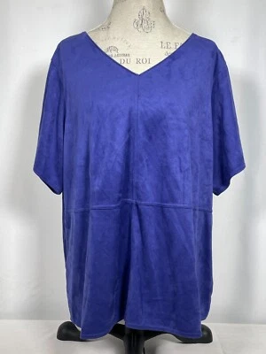 Kathy Ireland Plus V-Neck Blue Blouse Women's 3XL NWT - Image 1 of 4