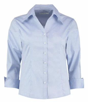 Kustom Kit Ladies 3/4 Sleeved Office work workwear Oxford Shirt KK710 Sky Blue