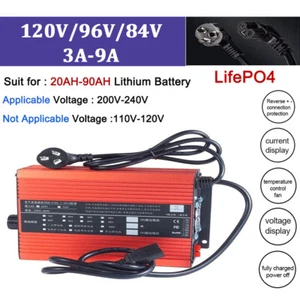 120V/96V/84V Li-ion LiFePo4 Lithium Battery Fast Charger 3-9A Current Adjustable - Picture 1 of 22