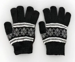 Unbranded Kids Black & White Winter Gloves - Picture 1 of 7