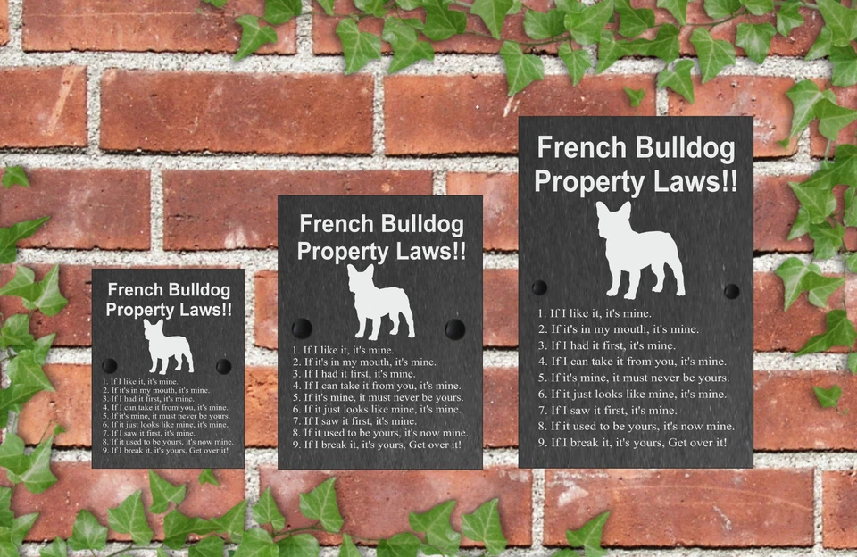 Property Laws Funny Dog Slate Gate House Sign 3 Sizes ALL BREEDS AVAILABLE D-L - Image 1 of 3
