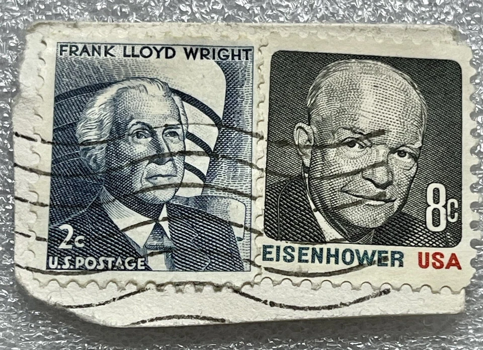US Postage #1280 Frank Lloyd Wright 1965 2 Cent + Eisenhower USA 8 Stamp vintage - Image 1 of 2