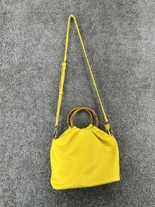 Joy Susan Purse Yellow Satchel With Faux Bamboo Handle Crossbody Bag - Picture 1 of 13