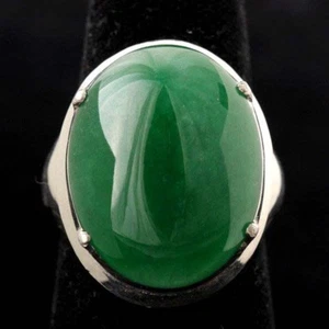 Anillo Mason Kay CERTIFICADO Plata Cabujón Jadeíta Jade De Colección Antiguo Vivo ENORME - Imagen 1 de 7