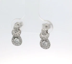 14k White Gold 0.40ctw Round Natural Diamond Dangle Knot Earrings - Picture 1 of 9