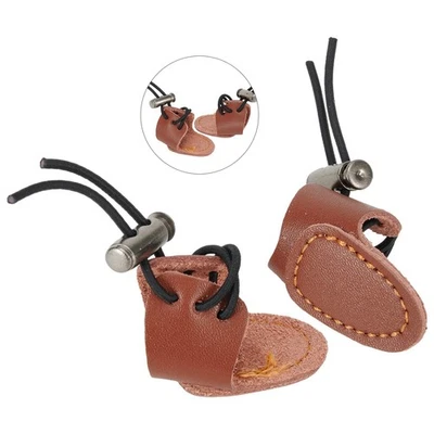 Bow Hunting Thumb Ring 2pcs Leather Finger For Guards for Left and Right Hand - Image 1 of 4
