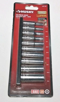 Husky 10 PC Deep Socket Set SAE 1/4" Drive 628 363 - Image 1 of 4
