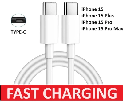 Type C to Type C Cable USB C Fast Charger Lead Long For iPhone 15 16 17 Pro Max - Image 1 of 4