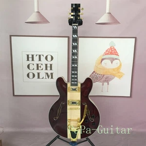 Guitarra Eléctrica ES-335 Marrón Cuerpo Semi-Hueco Pastillas HH Herrajes Dorados Envío Rápido - Imagen 1 de 11