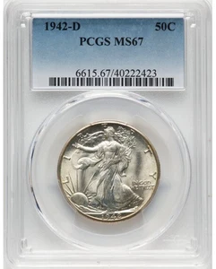 1942 D Walking Liberty Half Dollar PCGS MS-67 - Picture 1 of 2