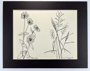 "Dibujo de arte popular de colección de flores y praderas de Zinnia 11x14"" Elise Speights" - Imagen 1 de 13