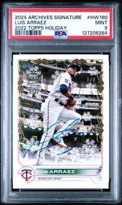 2024 TOPPS ARCHIVES SIGNATURE HOLIDAY LUIS ARRAEZ AUTO /7 PSA 9 MINNESOTA TWINS  - Picture 1 of 3
