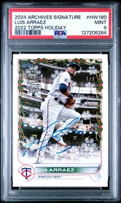2024 TOPPS ARCHIVES SIGNATURE HOLIDAY LUIS ARRAEZ AUTO /7 PSA 9 MINNESOTA TWINS  - Image 1 of 3