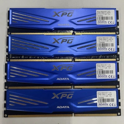 LOT OF 4 - ADATA 4GB AX3U1600C4G11-SD,  DDR3-1600 CL-11-11-11-28 Desktop Memory - Image 1 of 2