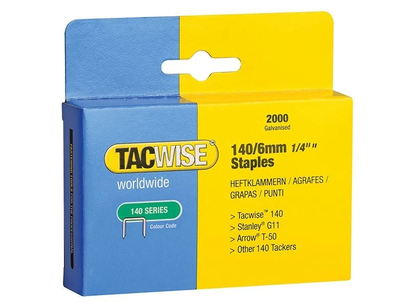 Tacwise - 140 Heavy-Duty Staples 6mm (Type T50, G) Pack 2000 - Image 1 of 1