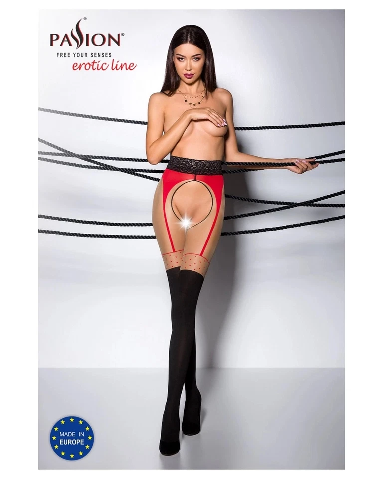 ouvert Strumpfhose TI OPEN 003 schwarz/rot von Passion Erotic Line - Bild 1 von 1