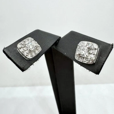 14K 585 White Gold 2.4G 1.08ctw Diamond Cluster Stud Earrings! (WMP014747) - Image 1 of 4