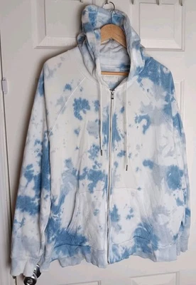 Lucky Brand Long Sleeve Hoodie Womens XL Blue White Tie Dye With Pockets  - Image 1 of 4