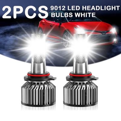 10000K 9012 HIR2 LED Headlight Bulbs Kit High Low Beam Super Bright Combo White - Image 1 of 4