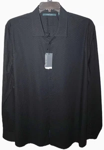 Perry Ellis langärmliges Herrenhemd groß 2XLT schwarz geometrisches Design neu mit Etikett - Bild 1 von 6